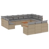 Cumpara ieftin Set canapele de gradina, 14 piese, cu perne, bej, poliratan