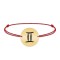 Bratara snur si banut argint 925 placat cu aur galben 24K personalizat cu semn zodiacal Gemeni