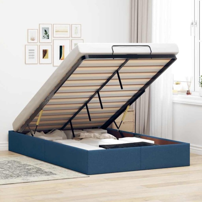 vidaXL Cadru de pat otoman fără saltea Albastru 120x200 cm țesătură 3310874