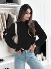 Pulover negru tricotat cu model SH-G1389-WK M8