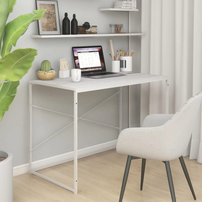 Birou de computer, alb, 110x60x70 cm, lemn prelucrat foto