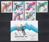 Ungaria 1979 - Jocurile Olimpice de iarnă - Lake Placid, SUA, Serie + Colita NDT, MNH, Nestampilat