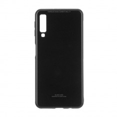 Husa Glass Sticla Securizata &amp;amp; Silicon pentru Samsung Galaxy A7 2018 Negru foto