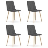 Set 4 scaune bucatarie/living, Artool, Kara, catifea, metal, gri si natur, 44.5x50.5x87 cm