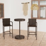 VidaXL Set mobilier de bar de grădină, 3 piese, maro, poliratan