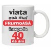 Cana alba personalizata &quot;Viata frumoasa incepe la...&quot;, 40 ani, INOVATIX&reg;️. 330ml, Oem