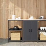 Set de depozitare pentru bucătărie cu raft cu depozitare cu ușă Ajustabil 2 pcs Antracit