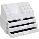 SONGMICS Organizator de cosmetice, cu 4 sertare si 16 compartimente de diferite dimensiuni, 24x14x19cm, alb Household NewTrend