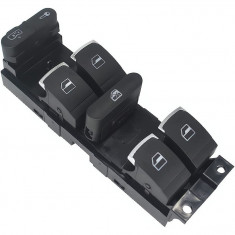 Bloc butoane comutator comanda geam, JENUOS®, pentru Golf, Jetta, Bora, Passat B5, Seat Leon Toledo, Negru, 3BD959857