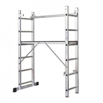 Scara si schela cu platforma, Strend Pro RU, 2 x 6 trepte, aluminiu, 150 kG foto