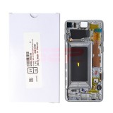 LCD+Touchscreen cu Rama Samsung Galaxy S10 / G973 PRISM WHITE Original Service Pack