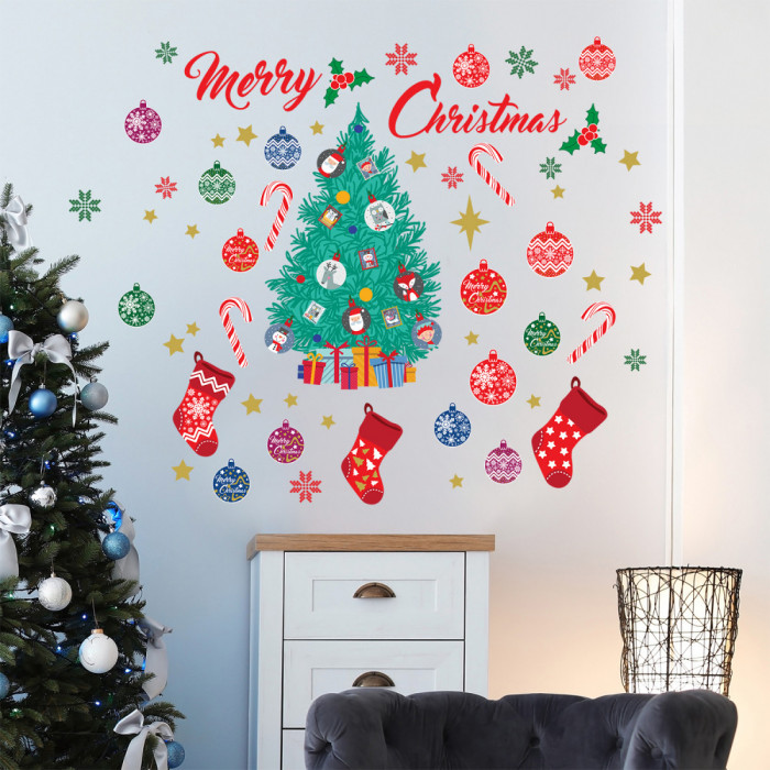 Sticker Merry Christmas And Christmas Tree