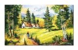 Cumpara ieftin Tablou peisaj de la munte pictat manual, Oaza de liniste, 100x60cm ulei pe panza, Constantin Feraru