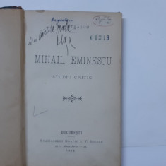 Eminescu:N. Petrascu,MIHAIL EMINESCU.Studiu critic,Bucuresti, 1892