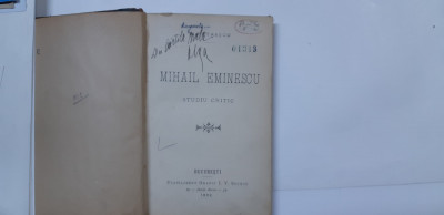 Eminescu:N. Petrascu,MIHAIL EMINESCU.Studiu critic,Bucuresti, 1892 foto