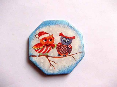 Bufnite pe o ramura de copac, decoratiune magnet frigider 31836 foto