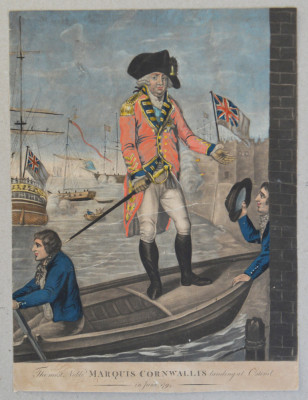 &amp;quot;The most Noble Marquis Cornwallis landing at Ostend&amp;quot; mezzotinta 1794 foto