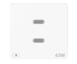 Priza USB tip C dubla 2M PD 63W Gewiss System Pura alb lucios GWC20365