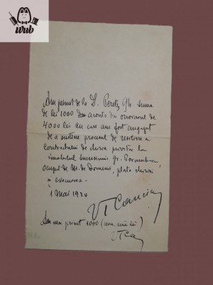 Scrisoare scrisa olograf de Vasile Cancicov foto