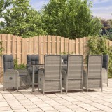 VidaXL Set mobilier grădină cu perne, 9 piese, gri, poliratan 3185028