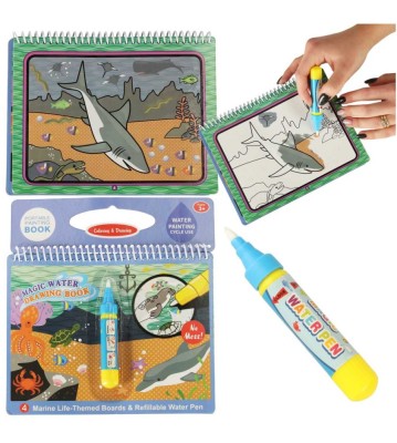 Carte de colorat pentru copii, marker magic cu apa, model lumea subacvatica foto