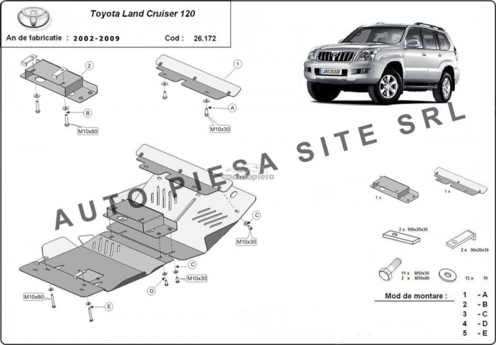 Scut metalic motor + radiator Toyota Land Cruiser fabricata in perioada 2002 - 2009 APS-26,172