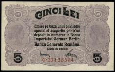 x351 ROMANIA 5 LEI 1917 BGR NECIRCULATA UNC foto