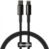 Cablu Date si Incarcare USB-C - Lightning Baseus Tungsten Gold, 20W, 1m, Negru CATLWJ-01, Apple