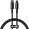 Cablu Date si Incarcare USB-C - Lightning Baseus Tungsten Gold, 20W, 1m, Negru CATLWJ-01