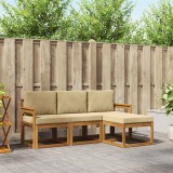 vidaXL Set de canapele de exterior cu pernă 4 pcs Natural și Bej 3366211