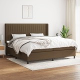 VidaXL Pat box spring cu saltea, maro &icirc;nchis, 200x200 cm, textil
