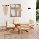 Gossi set mobilier de gradina cu perne, 4 piese, lemn masiv de pin