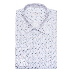 Camasa barbati slim alba cu print C001SL