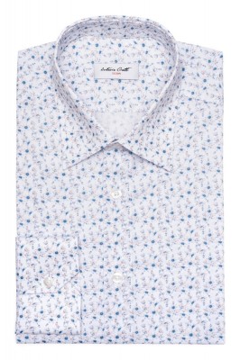 Camasa barbati slim alba cu print C001SL foto
