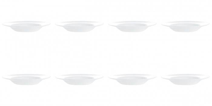 Set Farfurii 8 piese, Farfurii Adanci pentru Paste, Albe, Opal, diametru 28.5 cm