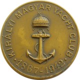 v307 UNGARIA HORTISTA CLUBUL REGAL DE YACHT KIR&Aacute;LYI MAGYAR YACHT CLUB 1867 1942 MEDALIE BRONZ 40mm 31,5g STARE FOARTE FRUMOASA