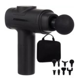 Cumpara ieftin Pistol de masaj negru 23 x 19 x 6 cm, 35 W, 8 capete interschimbabile, 6 trepte de intensitate, acumulator Li-Ion 2000 mAh, valiza transport