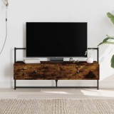 Dulap TV montat pe perete, stejar fumuriu, 100,5x30x51 cm, lemn