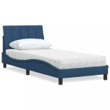 Cumpara ieftin Pat cu saltea, albastru, 90x200 cm, textil