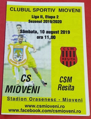 Program meci fotbal CS MIOVENI - CSM RESITA (10.08.2019) foto