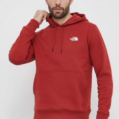 The North Face bluza barbati, culoarea rosu, cu glugă, cu imprimeu, NF0A880UPOJ1