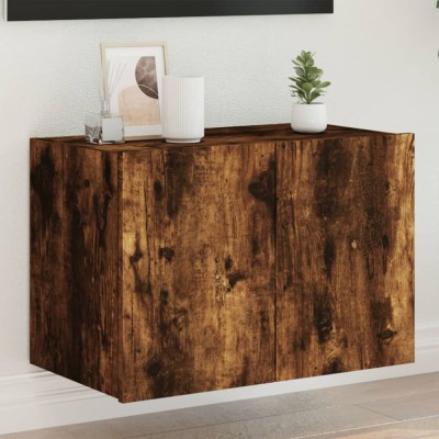 vidaXL Comodă TV de perete cu lumini LED, stejar fumuriu, 60x35x41 cm 837310 foto