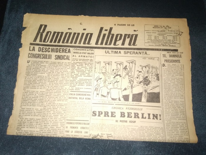 ZIAR ROMANIA LIBERA 21 IANUARIE 1945
