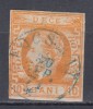 ROMANIA 1871 LP 31 REGELE CAROL I CU BARBA 10 BANI PORTOCALIU STAMPILAT FOCSANI
