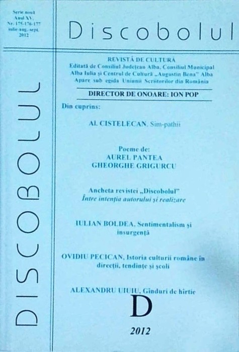 Discobolul. Numarul 175, 176, 177. Anul 2012, iulie, august, septembrie