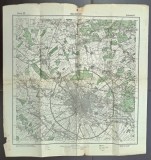 HARTA BUCURESTI SI IMPREJURIMI , SCARA 1 : 100.000 , 1929, PREZINTA URME DE UZURA