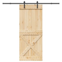 vidaXL Ușă glisantă cu set feronerie, 90x210 cm, lemn masiv de pin 3332757