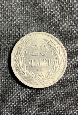 Moneda 20 filleri 1914 Ungaria foto