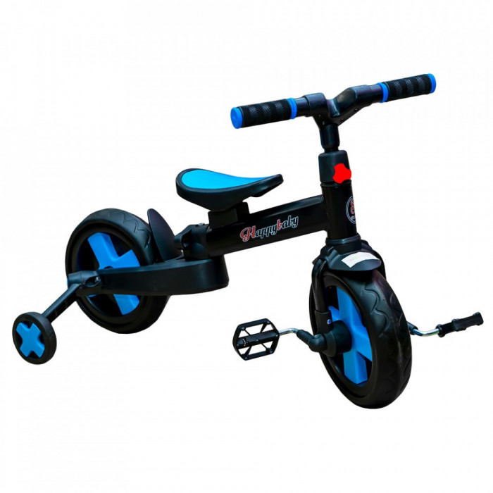 Bicicletă cu pedale și roți ajutătoare, Albastru