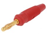 Mufă banană 4mm 32A roșie aurită, HIRSCHMANN